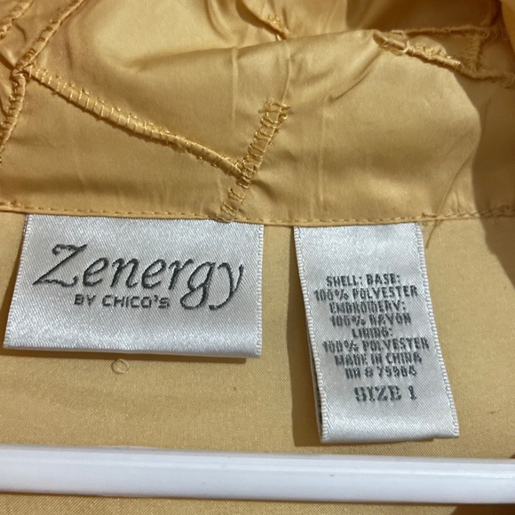 Zenergy Women’s Yellow-Orange Embroidered Crinkle Lightweight Jacket Sz-M - Picture 6 of 7